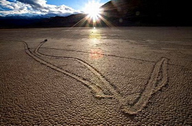 Sliding stone in the Death Valley
