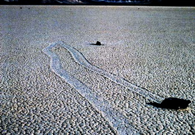 Moving stone in the Death Valley